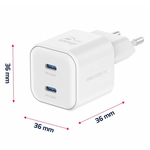 Adapter Swissten GaN 2xUSB-C 20W PD White - 22070500 Adapter Swissten GaN 2xUSB-C 20W PD White - 22070500