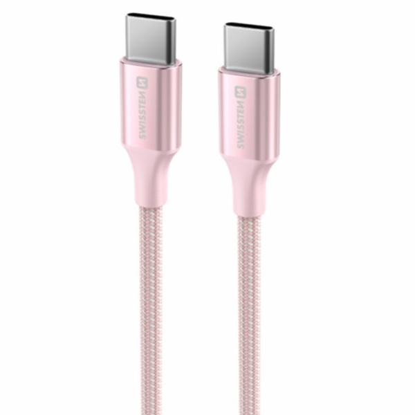 Kabl Swissten Textile II USB-C / USB-C 1,5m Pink - 71528205