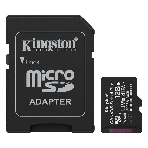 Micro SDXC Kingston 128GB Canvas Select Plus C10 + SD adapter SDCS3/128GB