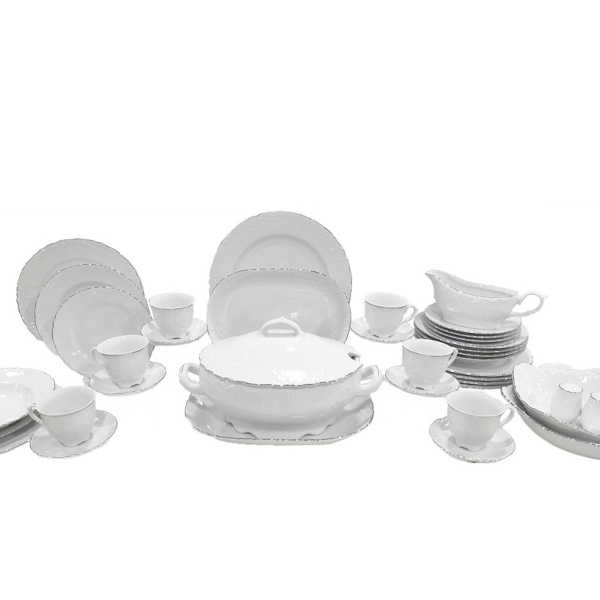 Servis za ručavanje Rococo 72 dijela/9718 poljski porcelan srebrni rub