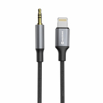 Audio adapter Swissten Textile Lightning (male) / 3,5mm Jack (male) 1,5m Black - 73502307