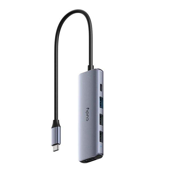 HUB Cudy UH405 5-in-1: 1xHDMI 4K, 1xUSB-C PD 100W, 1xUSB A 3.2, 2xUSB A 2.0