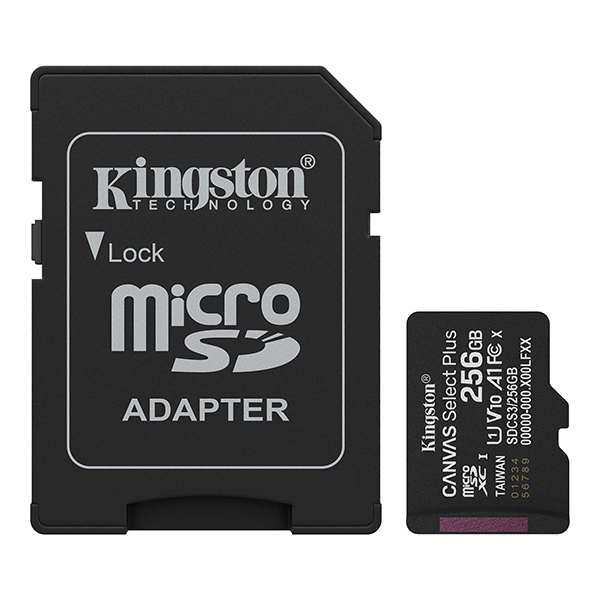 Micro SDXC Kingston 256GB Canvas Select Plus C10 + SD adapter SDCS3/256GB