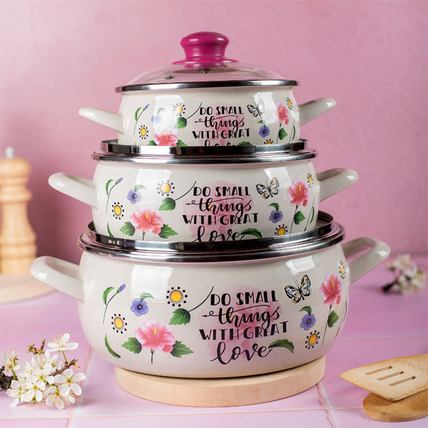 Šerpa Metalac PRINC plitka 20cm 2,9l sa staklenim poklopcem LOVE