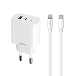 Punjač Maxlife MXTC-06-20AC bijeli PD QC 1xUSB-C 1xUSB 20W + USB-C Lighting kabl OEM0101314