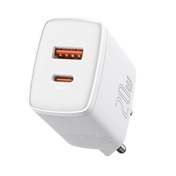 Punjač Baseus Compact CCXJ-B02 bijeli PD 20W 1xUSB-C 1xUSB BRA011925