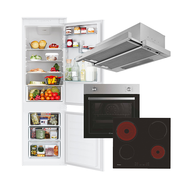 Ugradni set Candy 4u1 rerna+ploča+aspirator+kombinovani hladnjak/