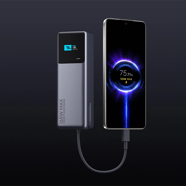 Power bank Xiaomi 165W/10000mAh, integrisan kabl, sivi (BHR9361GL)