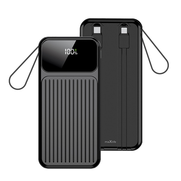 Power bank Maxlife MXPB-06 PD QC 22,5W 10000mAh with built-in cables black OEM102926