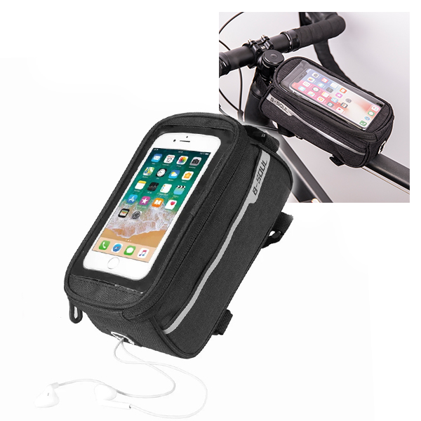 Vodootporna torbica za bicikl Waterproof bike frame bag with phone holder black OEM100508