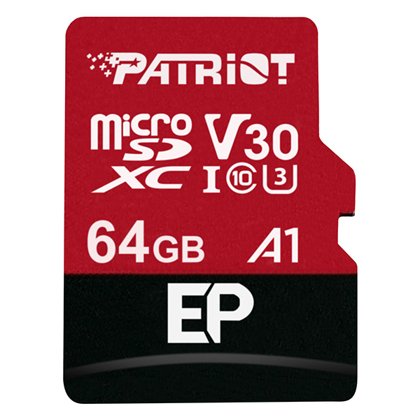 Micro SD Patriot 64GB SDXC V30 U3 EP Series 4K recording PEF64GEP31MCX