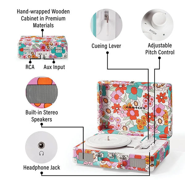 Gramofon Crosley Cruiser Plus CR8005F-GF4 Bluetooth (Groovy Floral)