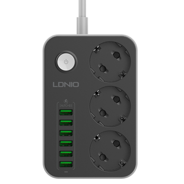 Produžni kabl LDnio SE3631 3xšuko+6xUSB/1.6m crni