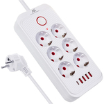 Produžni kabl MacLean MCE389 W 6 GNIAZD 4XUSB 1,5m White
