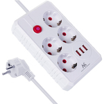Produžni kabl MacLean MCE393 W 4 GNIAZD 3xUSB 3m White