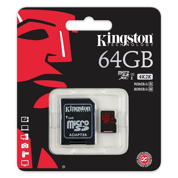 Micro SDHC Kingston 64GB klasa 10+adapter