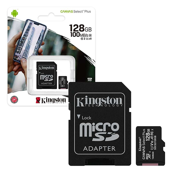 Micro SDXC Kingston 128GB Canvas Select Plus C10+SD adapter SDCS2/128GB