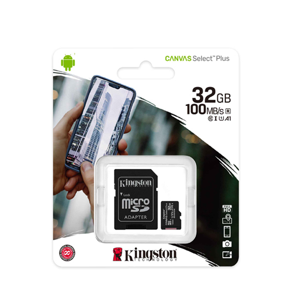 Micro SD Kingston 32GB Canvas Select Plus C10+SD adapter