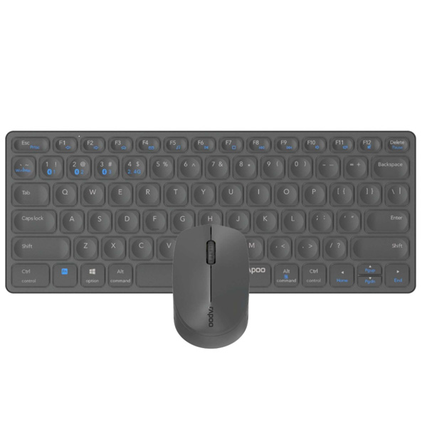 Tastatura+miš Rapoo 9600M Multi mode Wireless optical US Combo bežični set tamno sivi