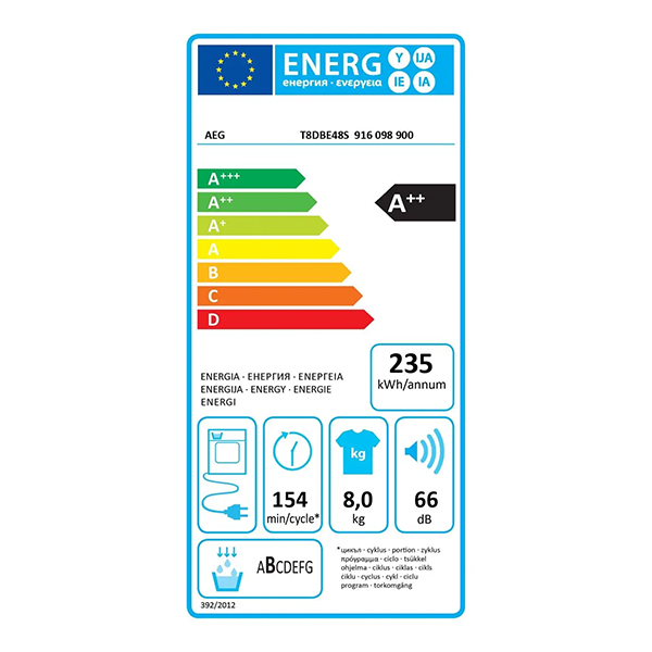 Mašina sa sušenje veša AEG T8DBE48S 8kg/toplotna pumpa Mašina sa sušenje veša AEG T8DBE48S 8kg/toplotna pumpa