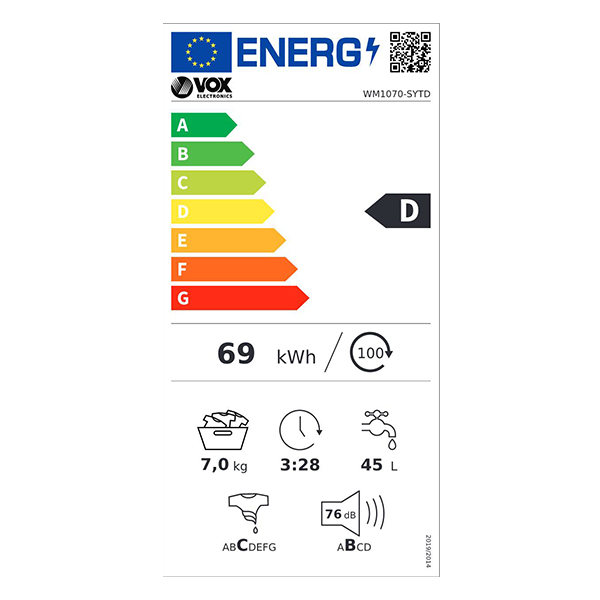 Veš mašina Vox WM1070-SYTD 7kg/1000rpm Veš mašina Vox WM1070-SYTD 7kg/1000rpm