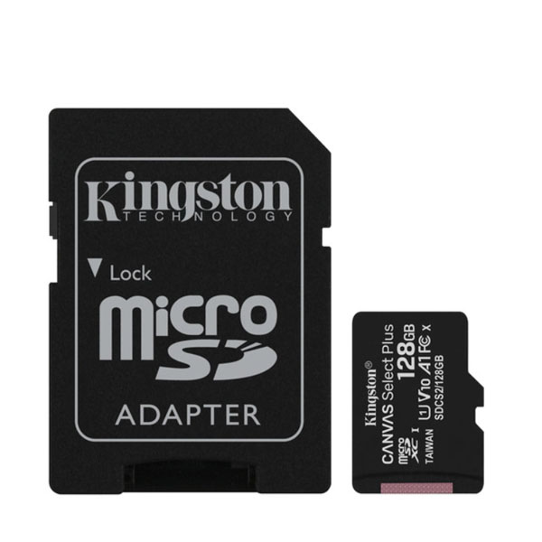Micro SDXC Kingston 128GB Canvas Select Plus C10+SD adapter SDCS2/128GB