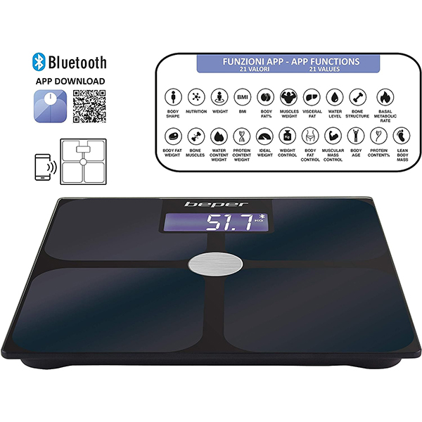 Vaga za tjelesnu težinu Beper P303BIP050 (do 180 kg) sa bioelektričnom impedansom Vaga za tjelesnu težinu Beper P303BIP050 (do 180 kg) sa bioelektričnom impedansom