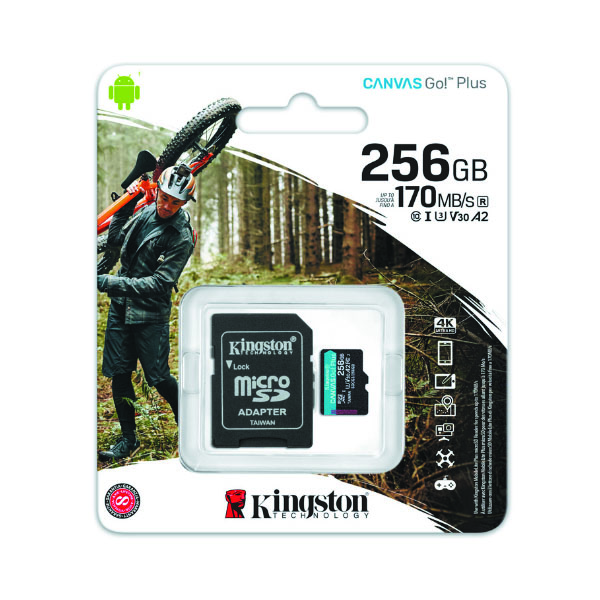 Micro SDXC Kingston 256GB Canvas Go Plus+SD Adapter SDCG3/256GB