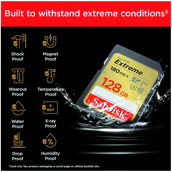 SDXC SanDisk Extreme 128GB 180MB/s UHS-I C10 V30 U3
