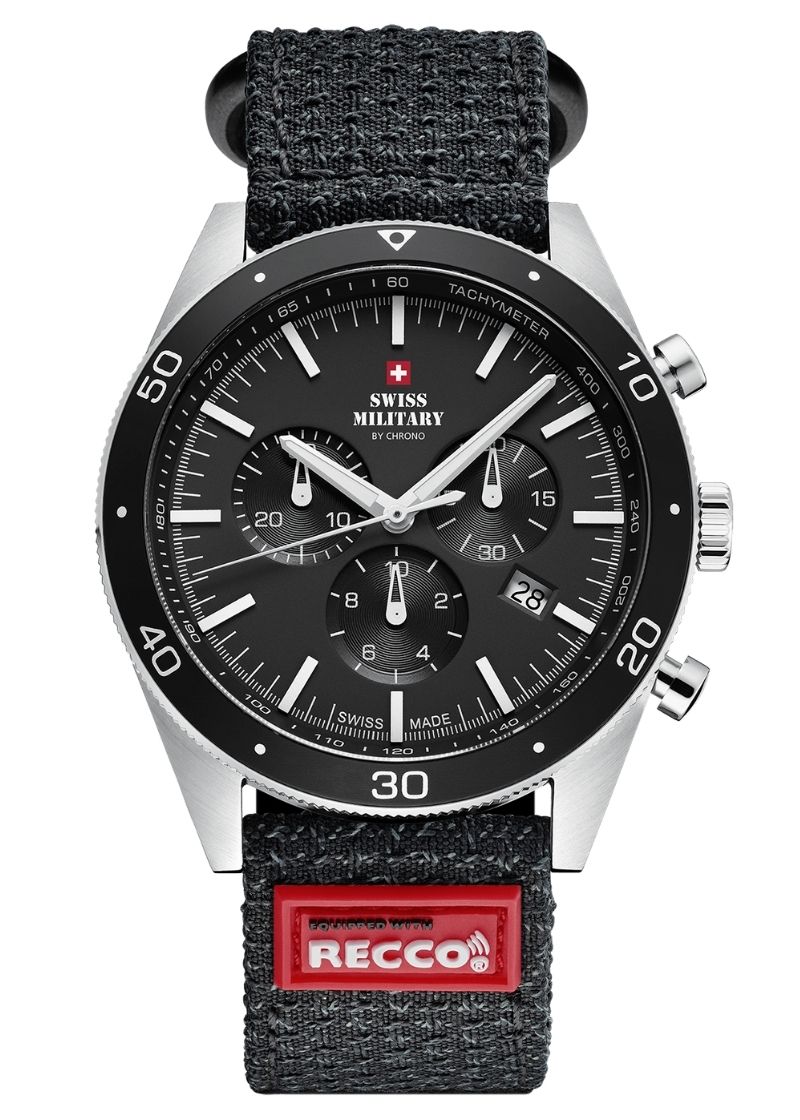 SWISS MILITARY SM34082.04.R - Sports Chronograph Watch with Search & Rescue Reflector